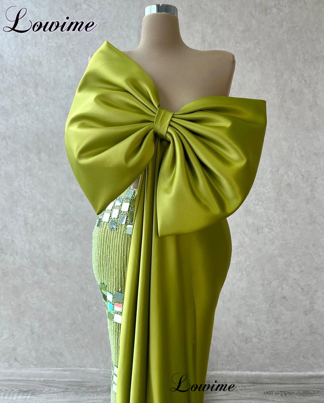 2023 Newest Green Celebrity Dresses With Bow At The Front Mermaid Designed Red Carpet Runway Dresses Vestidos De Coquetel