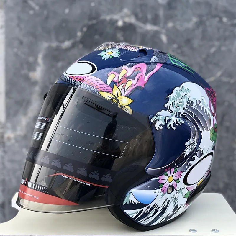 Ram3 Oriental Dragon Half Helmet Motorcycle Off-Road Summer Helmet Downhill Racing Mountain Cross Casco Capacete Men and Women