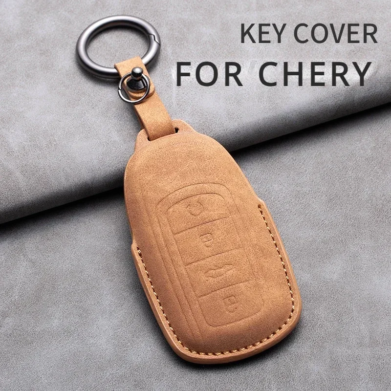 

4 Button Leather Car Key Case Cover for Chery Omoda 5 2023 for Chery Tiggo 8 Pro Tiggo 7 Pro 8 PLUS Arrizo for Omoda S5 C5 Modod