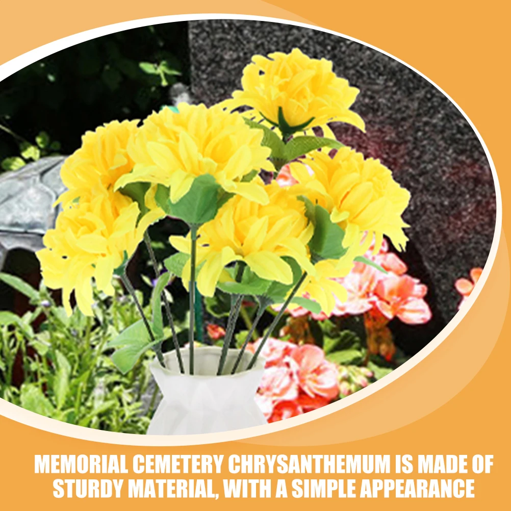 

Yellow Simulated Chrysanthemum Bouquet Fake Flowers Cemetery Decoration Outdoor Garden Artificial Grave Flower