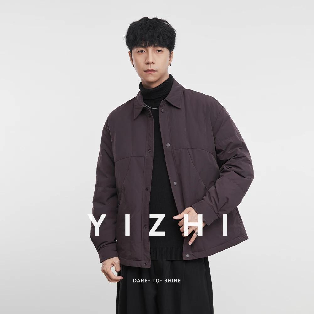 

Fashion Men's Casual Button Front Shirt Jacket 2025 Winter Padded Outerwear Comfortable Warm Long Sleeve Coat Lapel Collar Top