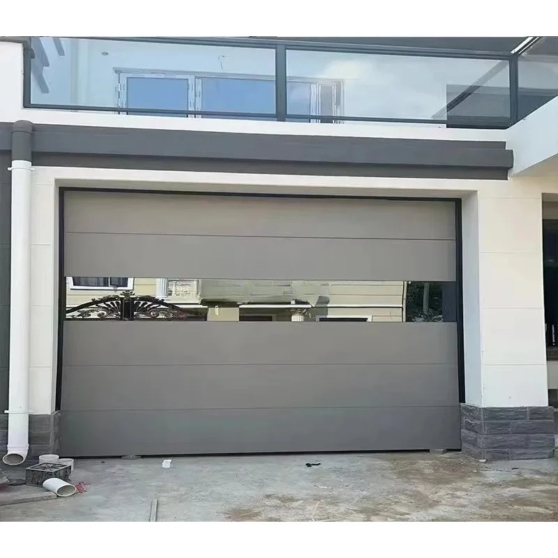 Professional Luxury Modern Design Steel Villa Sectional Electric Remote Control Garage Door Black Glass Anti-Theft Feature
