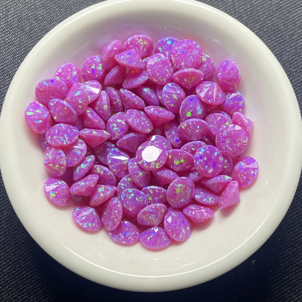 

Opal Pink Blue White OP08 OP10 Round Diamond Cut Loose 5mm 8mm Fire Opal Stones