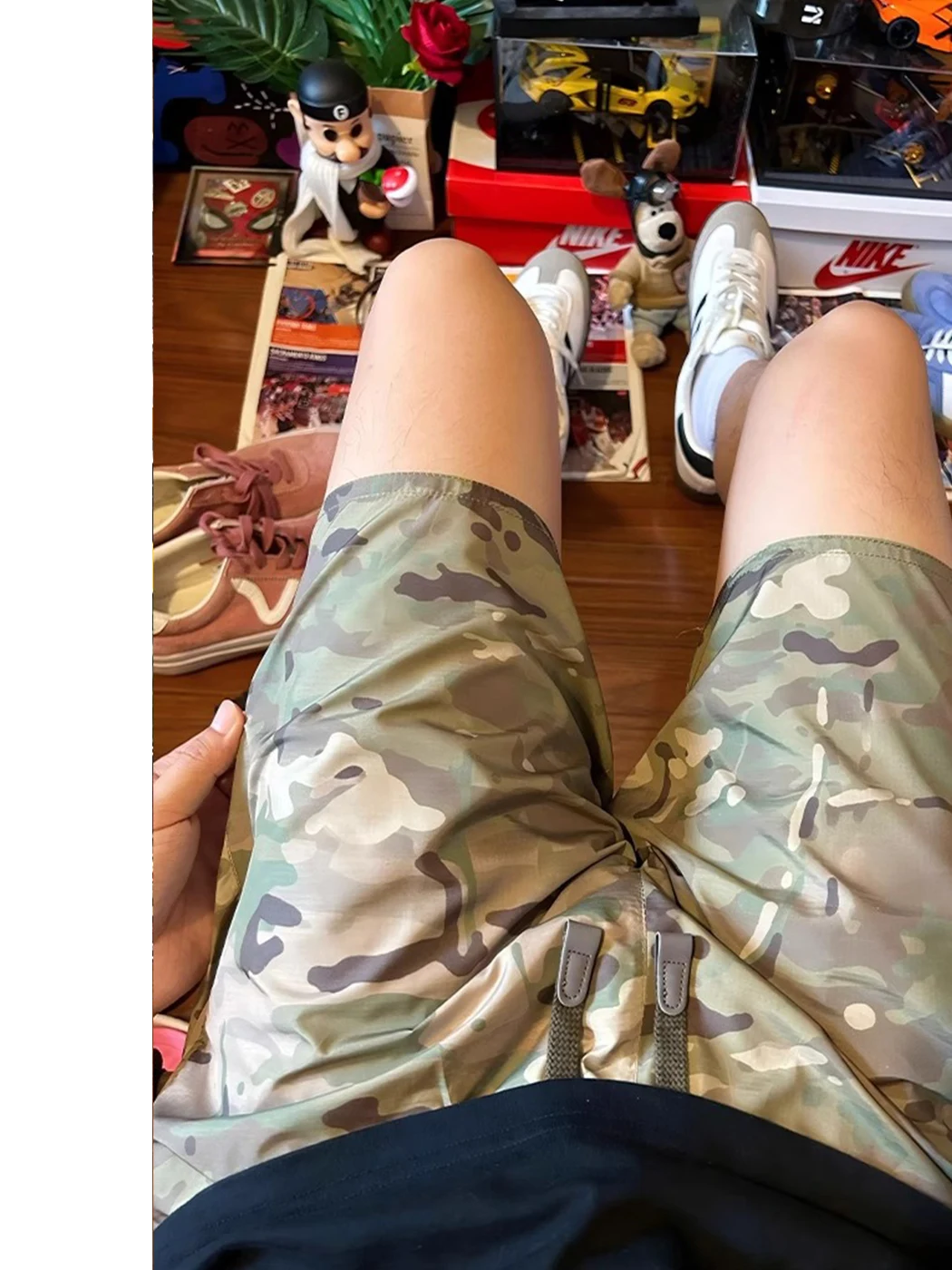 

Мужские легкие дышащие баскетбольные тренировочные шорты из камуфляжной ткани с эффектом быстрого высыхания, летние шорты из ледяного шелка длиной четыре пятых.