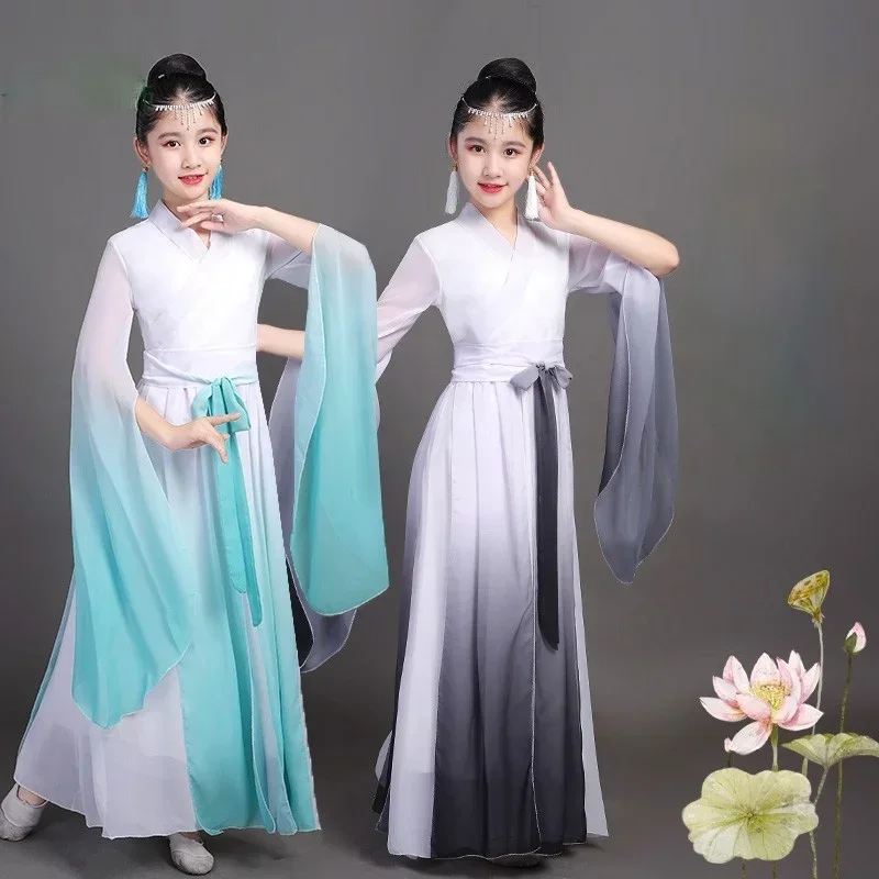 Children's Guzheng Performance Clothes Chinese Style Classical Dance Dress Traditional Folk Ancient Hanfu Dance Wear for Stage