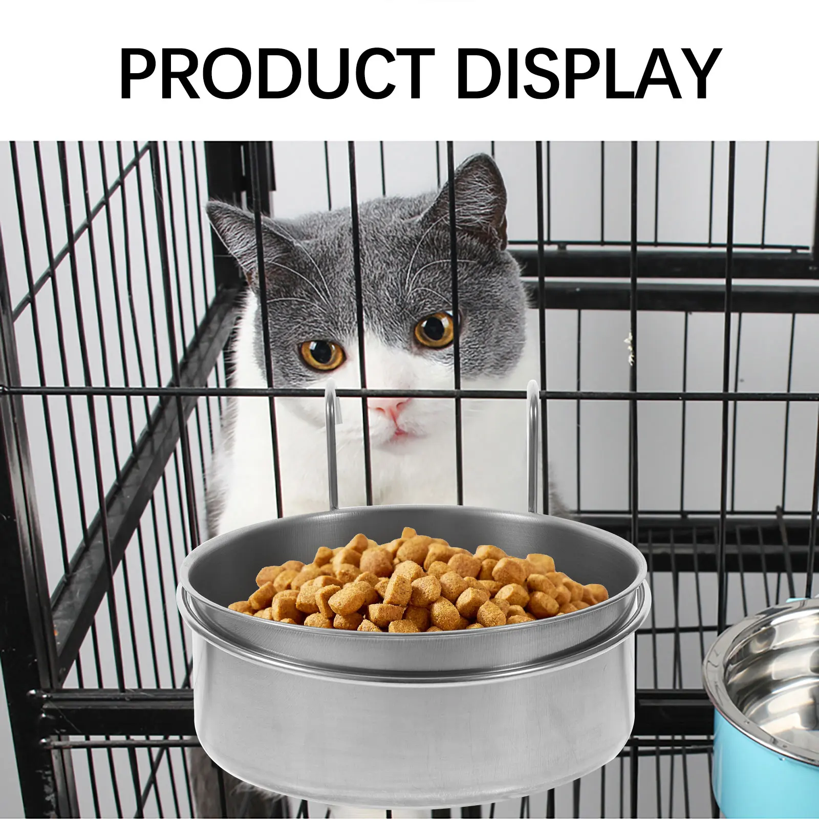 

Hanging Pet Bowl Stainless Steel Wear resistant Dog Cat Durable Bowls Removable Food Water Portable Cage Puppy Kitten
