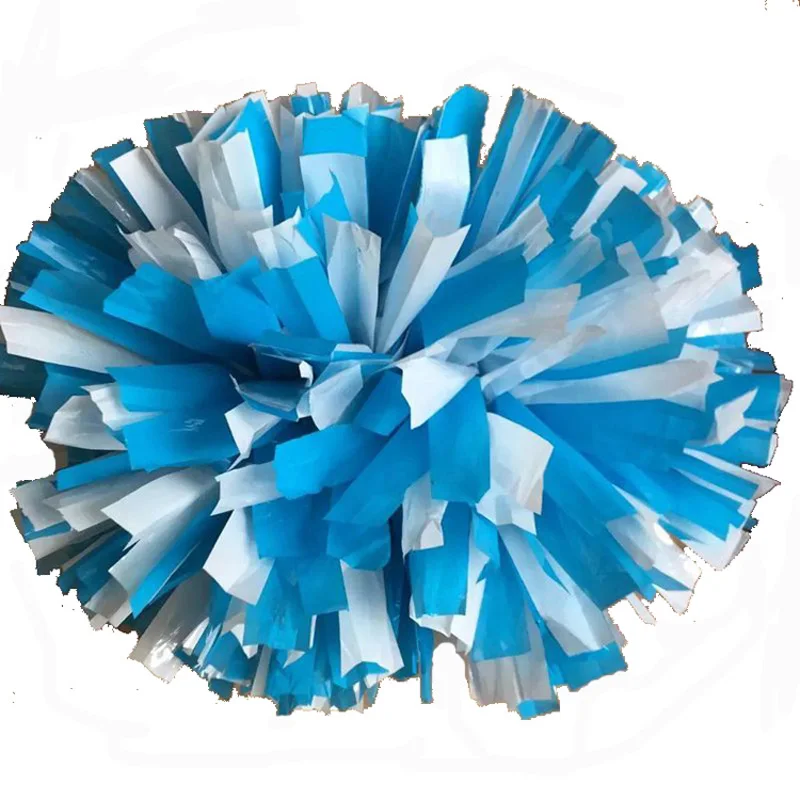 

High Quality Nonfading Baton Handle Cheerleading Pompons, Color Free Combination, Blue and White Cheers, 38cm, 1Pair