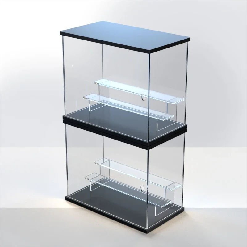 Clear Acrylic Display Cabinet With Clear Step and Door for Action Figure, Stackable Storage Boxes for  Toys, Collectibles