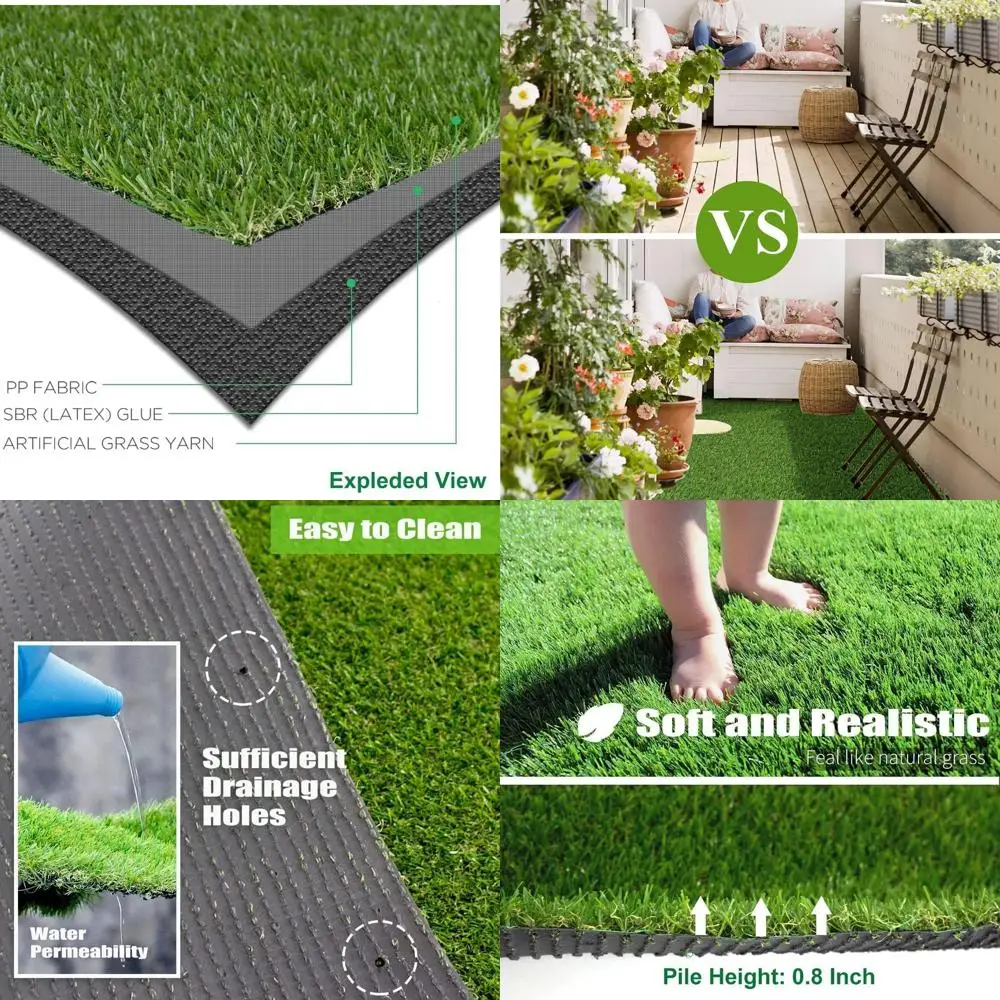 

Искусственный газон 12 футов x 12 футов с дренажем, реалистичная искусственная трава 0,8 мм для использования в помещении или на улице, идеально подходит для ландшафтного дизайна, B