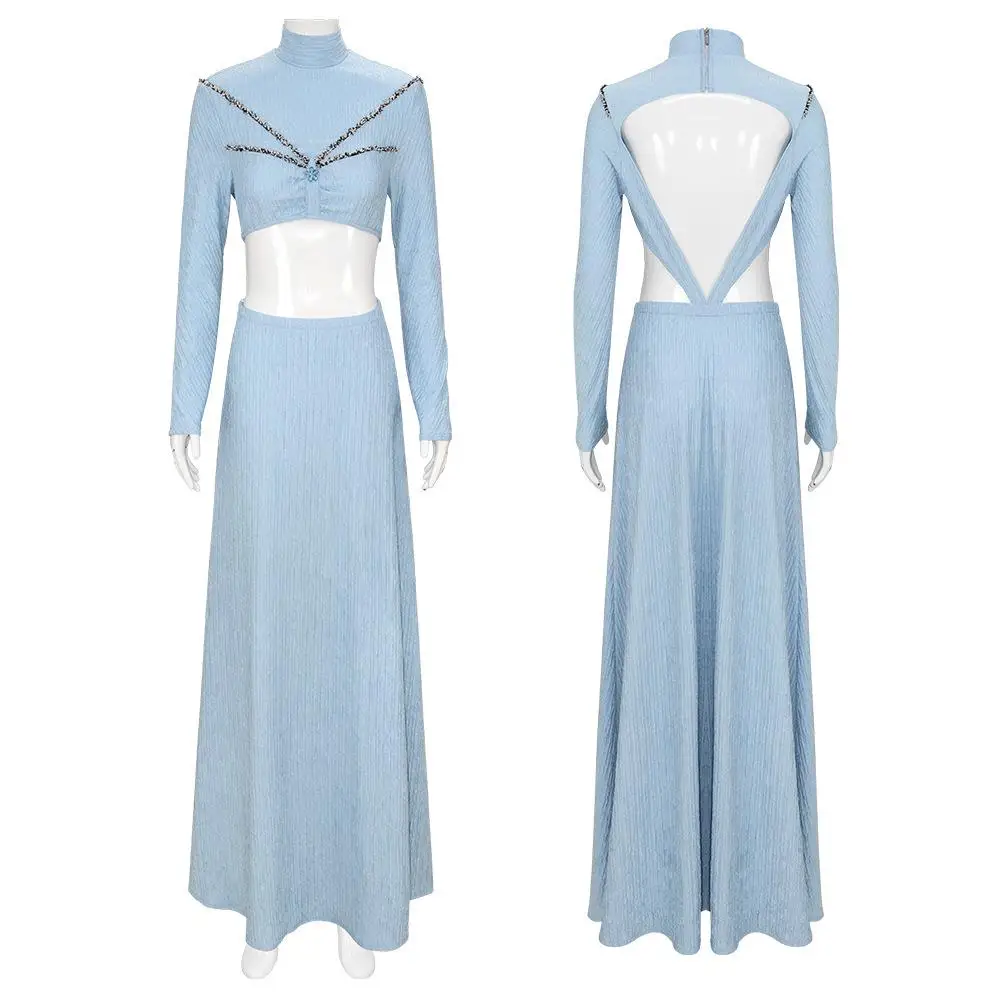 

Light Blue Padmé Amidala Halloween Stage Performance Dress Cosplay Costume Women's Traditional Ethnic Stage Costume