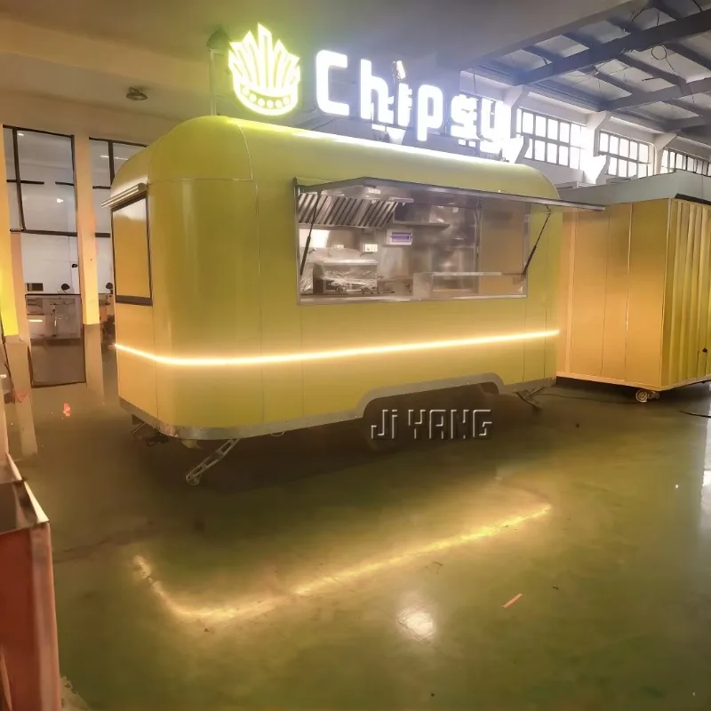 Ice Cream Coffee Cart Trailer USA Mobile Kitchen Concession Food Truck Street Vendor Setup Turnkey Catering Customized