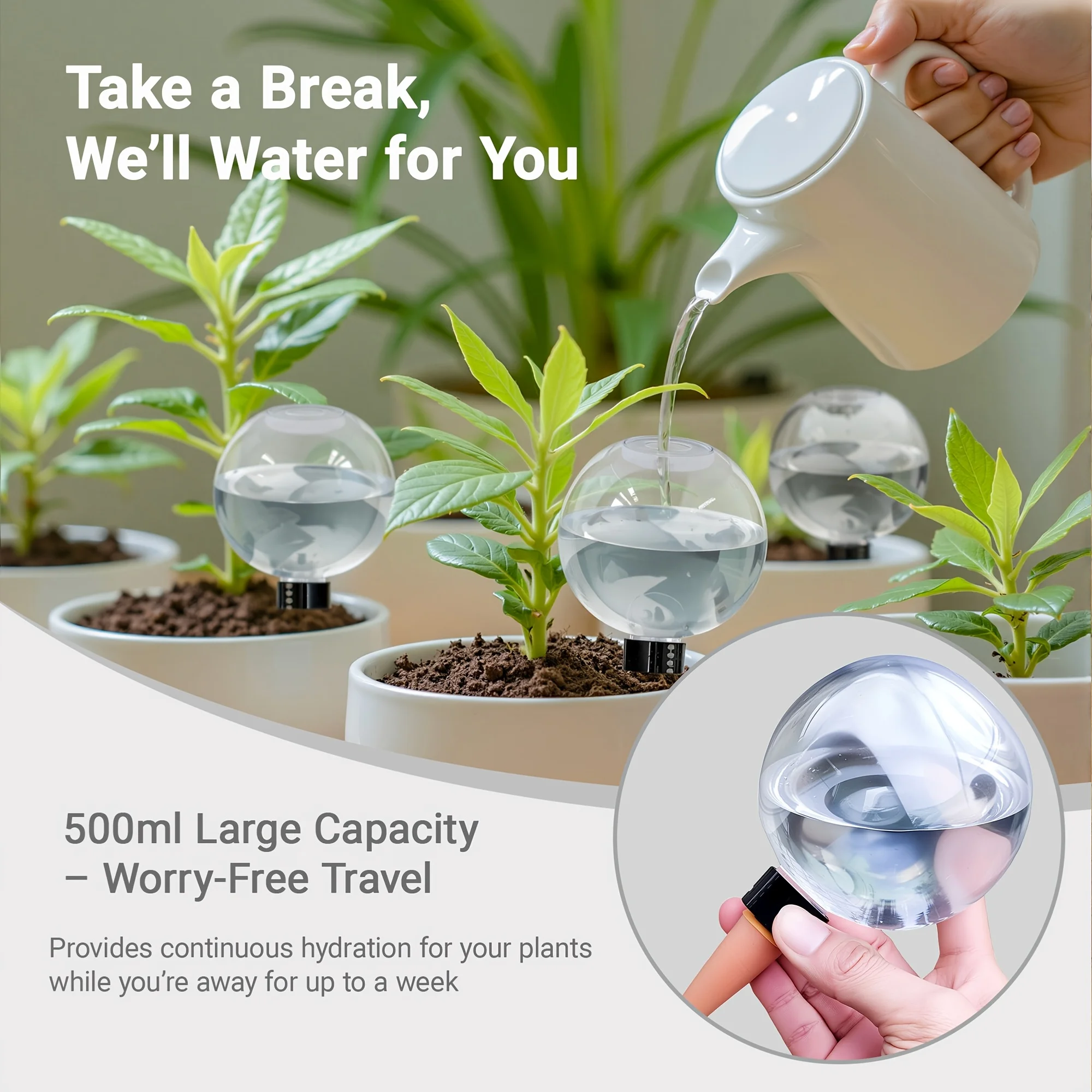 

1/4pcs Plant Watering Globes 500ml Home Drip Balls Long-Lasting Hydration Tool for Green Plants
