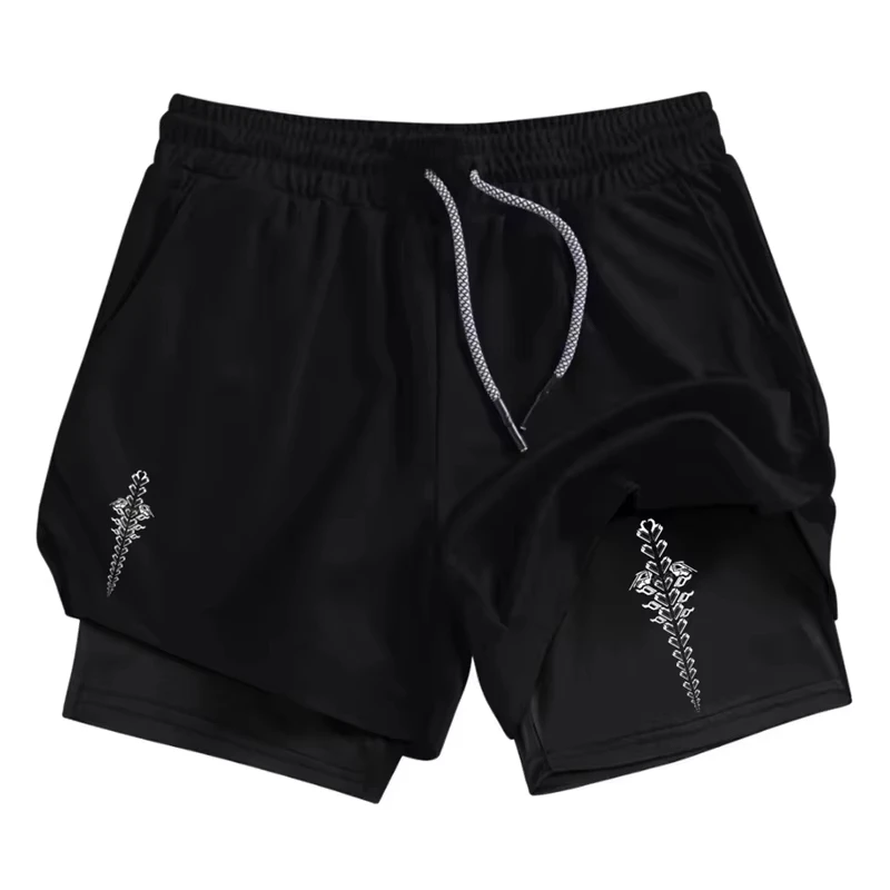 

Двухслойные шорты 2-в-1 с принтом для мужских спортивных тренировок в тренажерном зале, с быстросохнущими двухслойными спортивными карманами