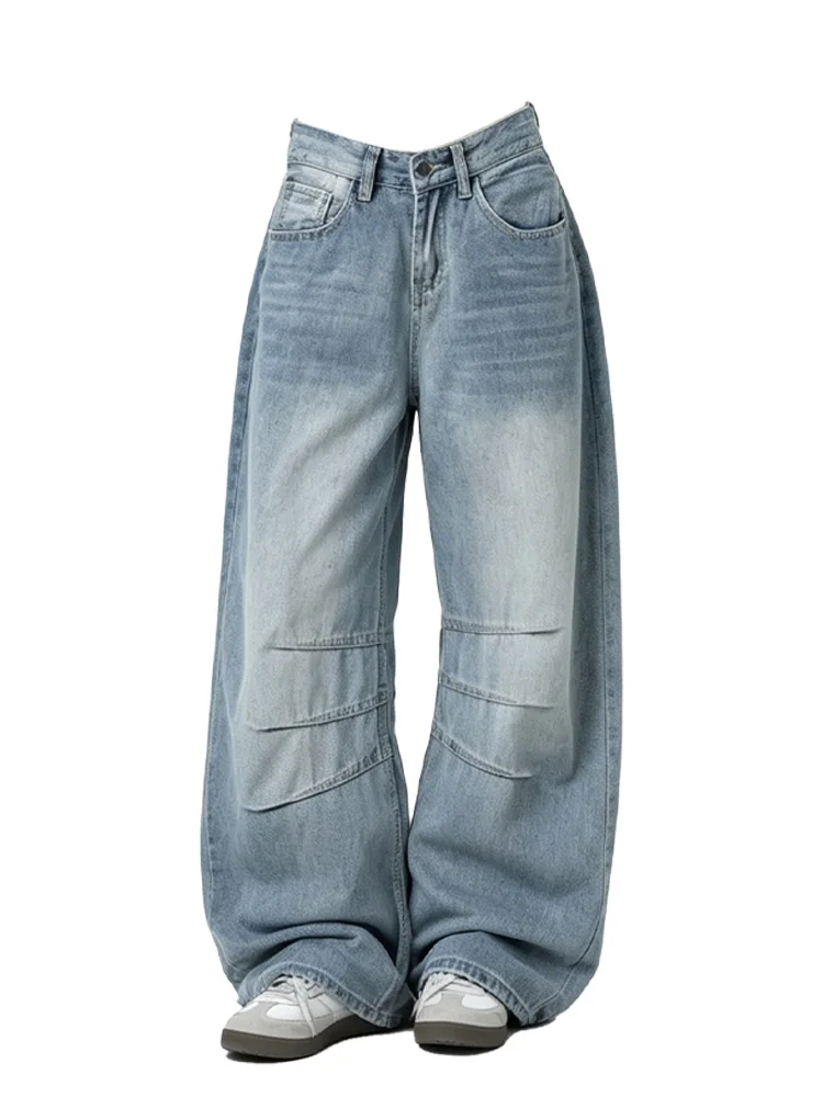 

Women's Blue Gothic Denim Pants Cargo Baggy Y2K Japanese Harajuku High Street Fashion Loose Wide Leg Retro Jeans Clothing 2026