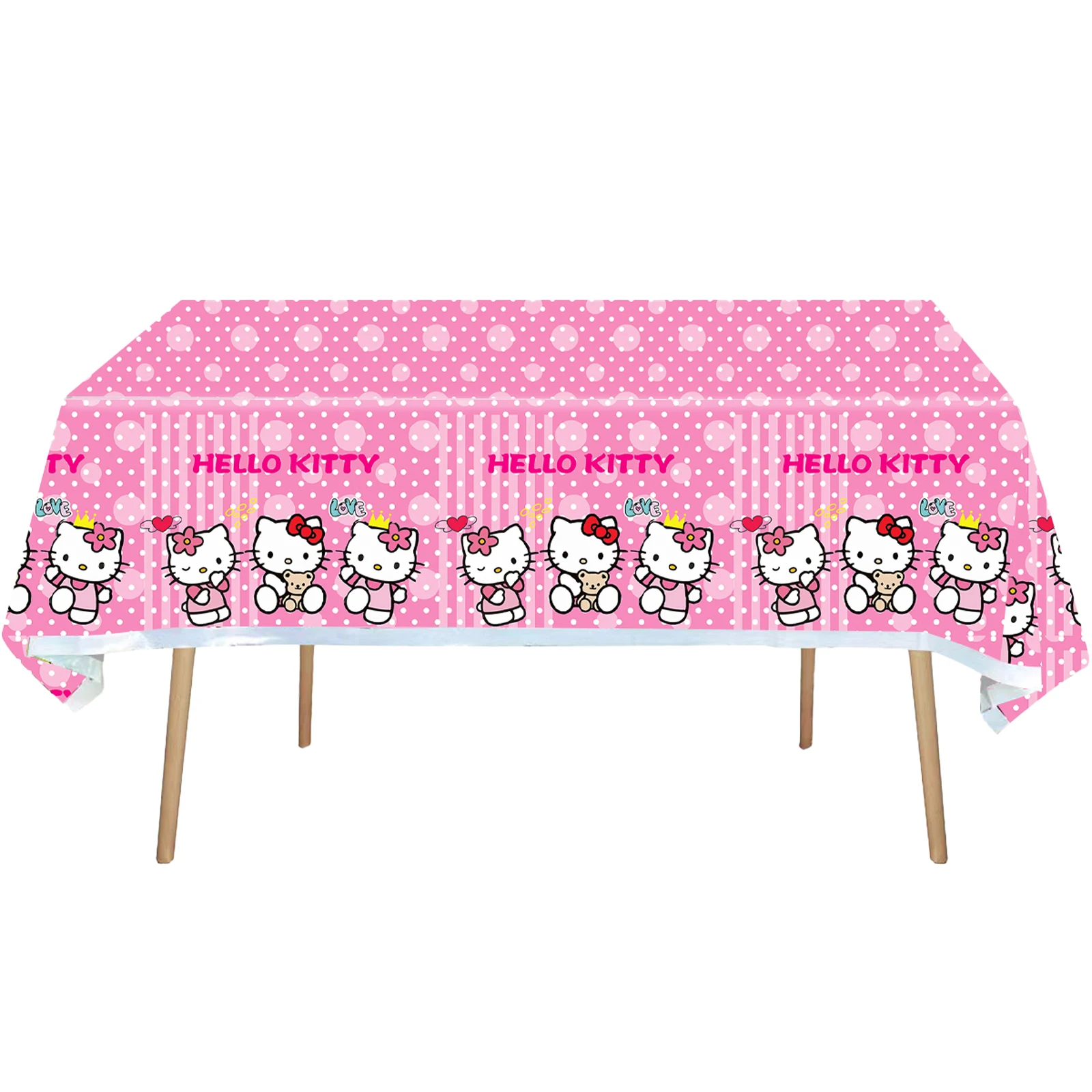 مفرش طاولة لحفلات أعياد الميلاد من سانريو هالو كيتي، مفرش طاولة بلاستيكي للاستعمال مرة واحدة لتزيين حفلات أعياد الميلاد هالو كيتي