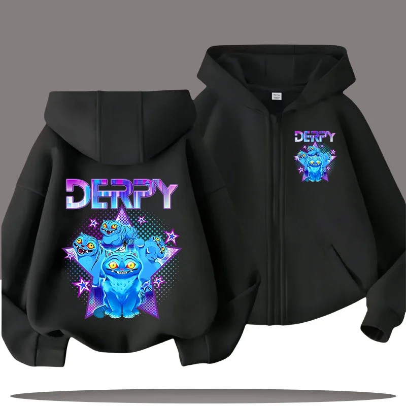 

Girls, Cartoon Print Winter Autumn Coat with Zipper Closure K-pop Demon Hunter Kids Hoodie for Boys, Girls' Casual Shirt for