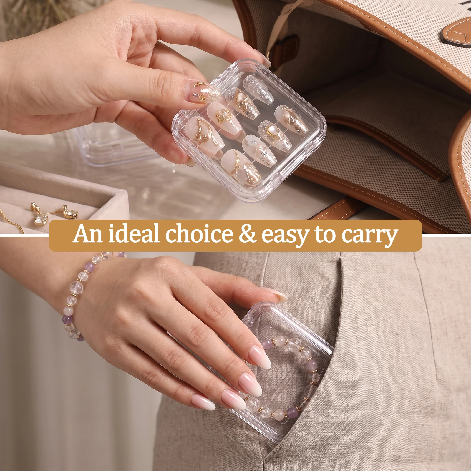 12/14Pcs Press-on Nail Storage Box Fake Nails Organizer Box Portable Dustproof Reusable Jewelry Storage Tool & Accessories