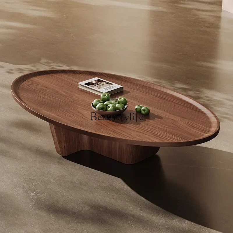 

yj21 Medieval style black walnut coffee table combination living room oval Italian retro style