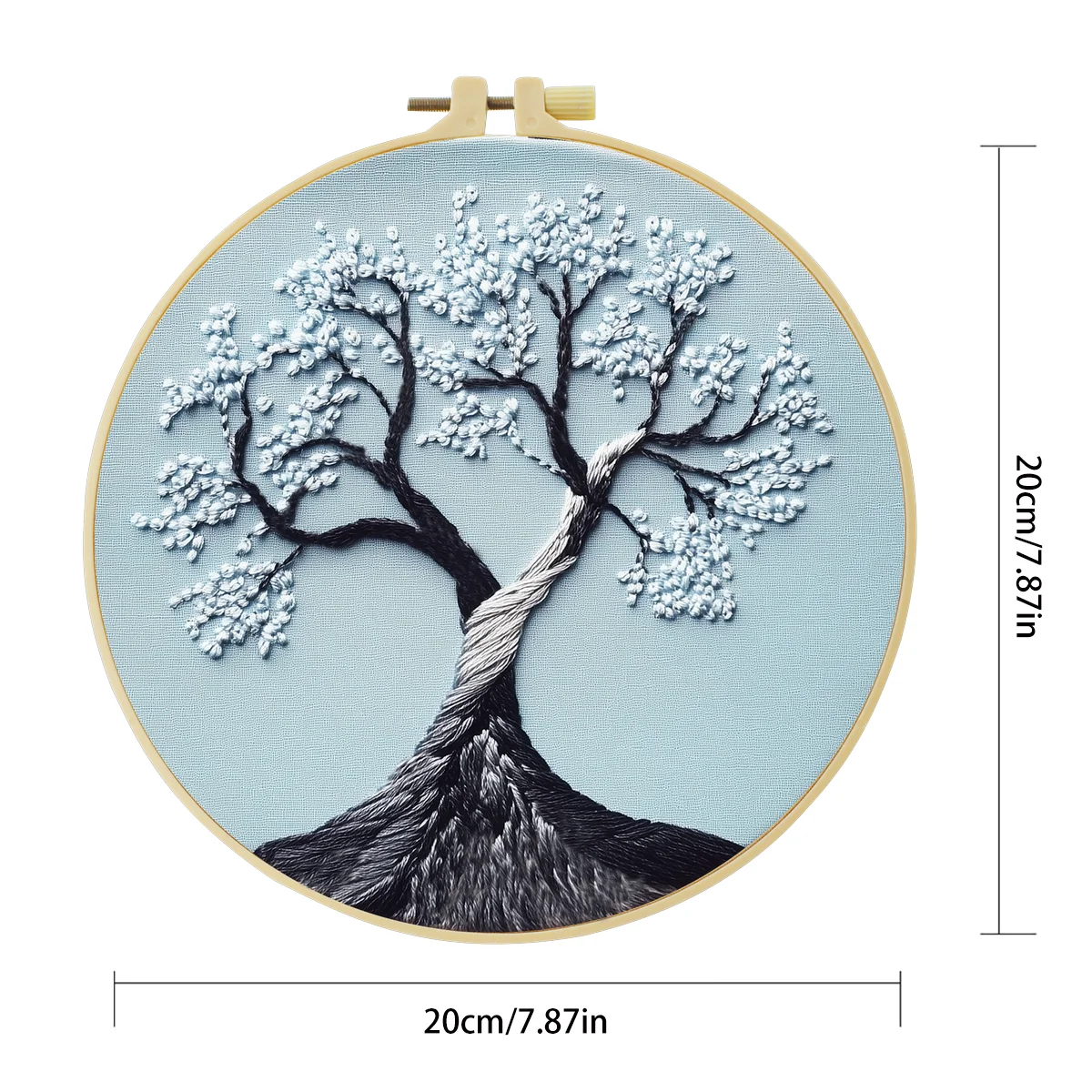 20X20CM/15X15CM 7,87/6,3 Zoll Stickerei-Starter-Kit DIY-Set Heimdekoration, Wohnausstattung, Stickerei-Set, Der blaue Baum – Detail 4