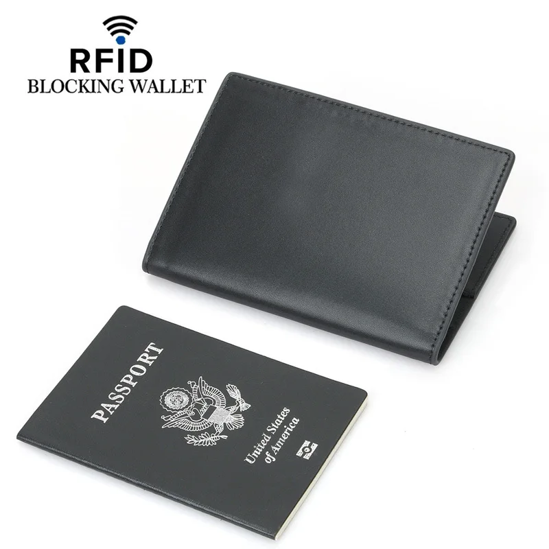RFID Top Grain Leather Passport Holder Personalized Engraved Travel Wallet Anti-Theft Document Organizer for Men Women - view 5