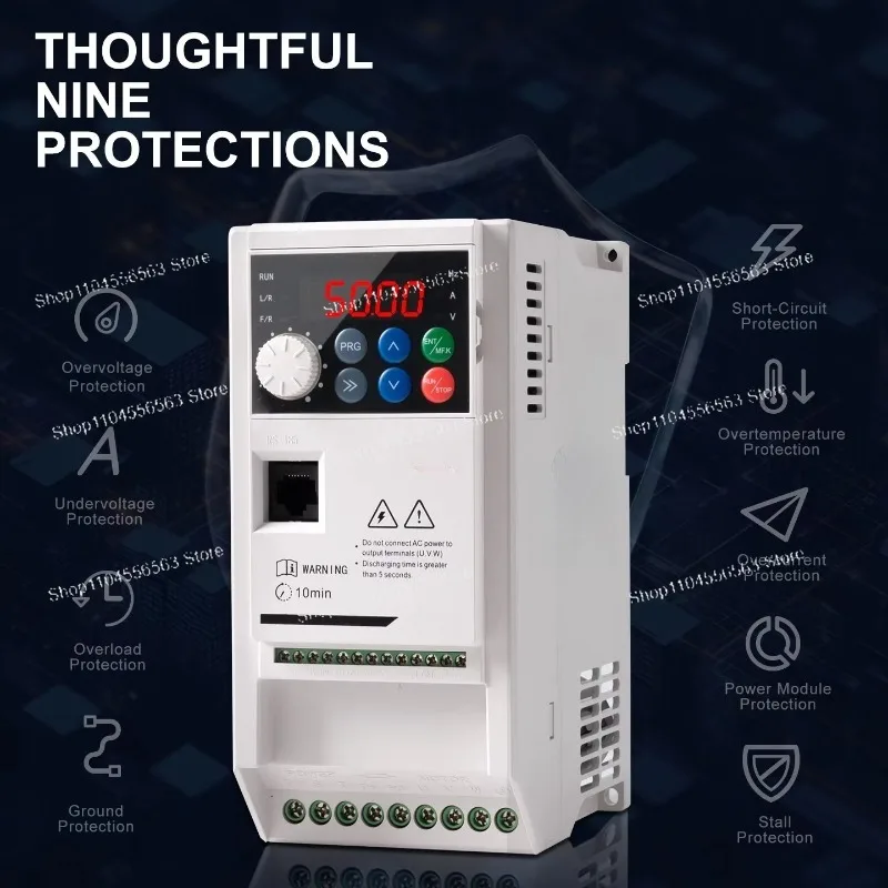5.5kW/7.5kW VFD Frequency Converter - 220V/380V Three-Phase DC to AC Drive (High Precision)