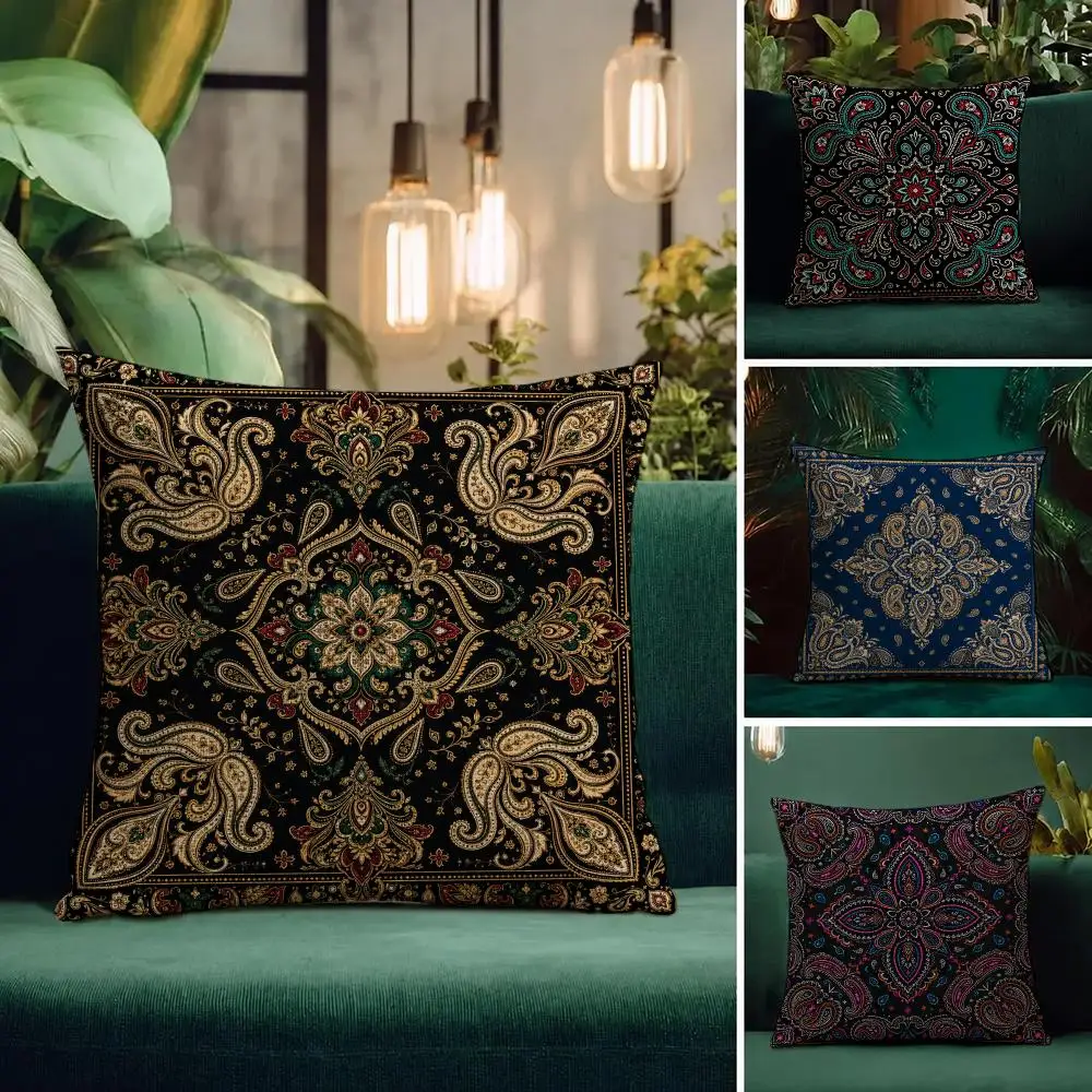 Pattern Bandanna Pattern Cushion Cover Natural Linen Pillowcase Set All-in-One Decor Cushion Cover for Sofa Bedroom Chair