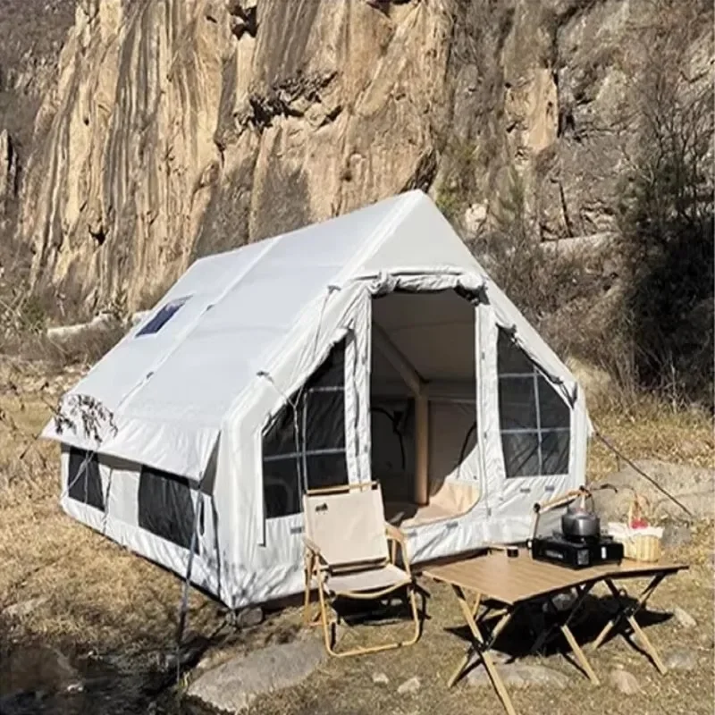 Inflatable Camping Tent 12 2 Room Grey Cotton Easy Setup Setup Waterproof UV-Resistant Durable Four-Season
