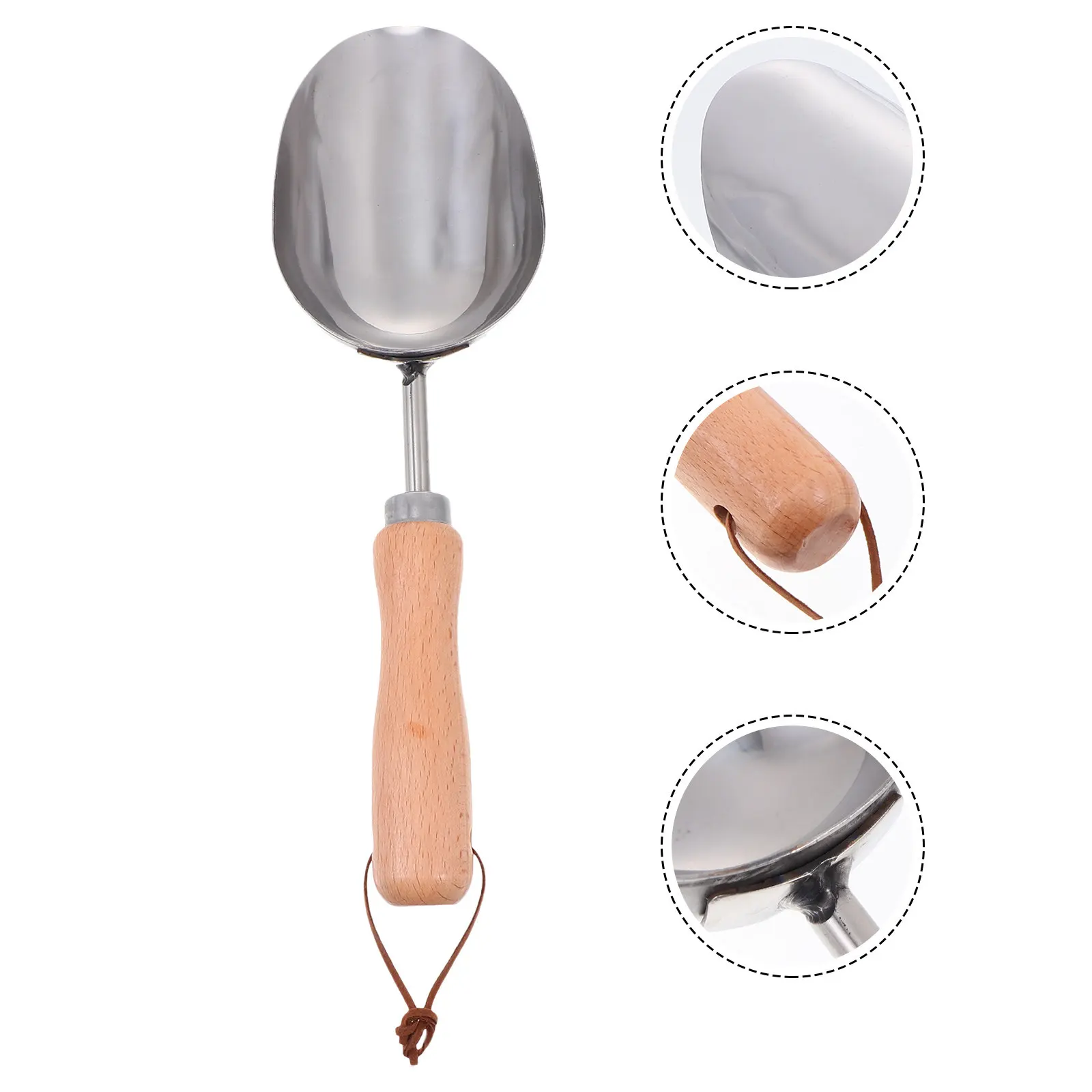 1Pcs Hand Trowel Stainless Steel Garden Shovel Natural Wood Handle Planting Soil Loosening Weeding Transplanting