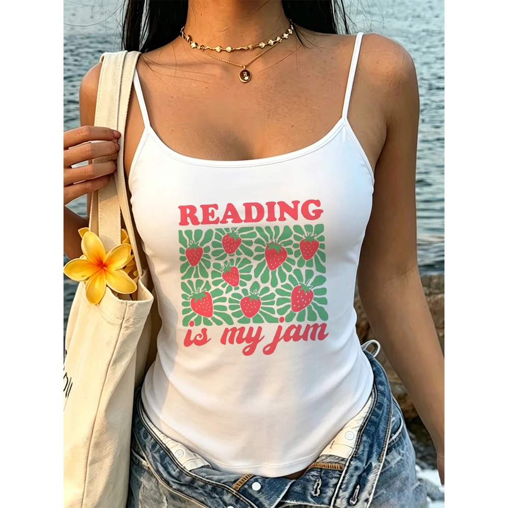 Bookworm Cami Women Reading Slogan Graphic Tank Top Sleeveless Vest Summer Trendy Fashion Vibrant Daily Wear Funny Gift