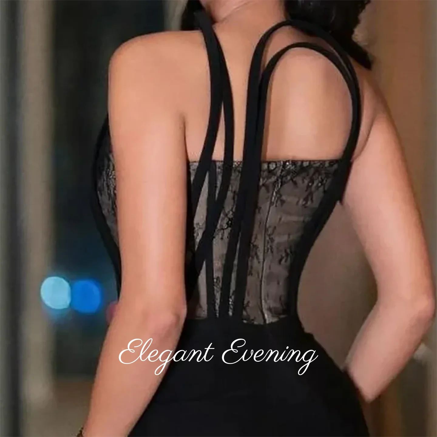Vestidos de fiesta negros Vintage elegantes para mujer, vestidos de noche de lujo de encaje sin espalda, vestido de novia personalizado