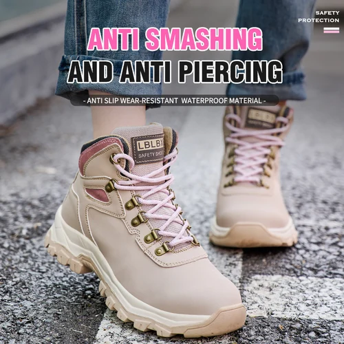 Imagen 2 del producto Botas de trabajo de seguridad para mujer, zapatos de protección con punta de acero, antipinchazos, antideslizantes, transpirables, botas de trabajo impermeables 36-40