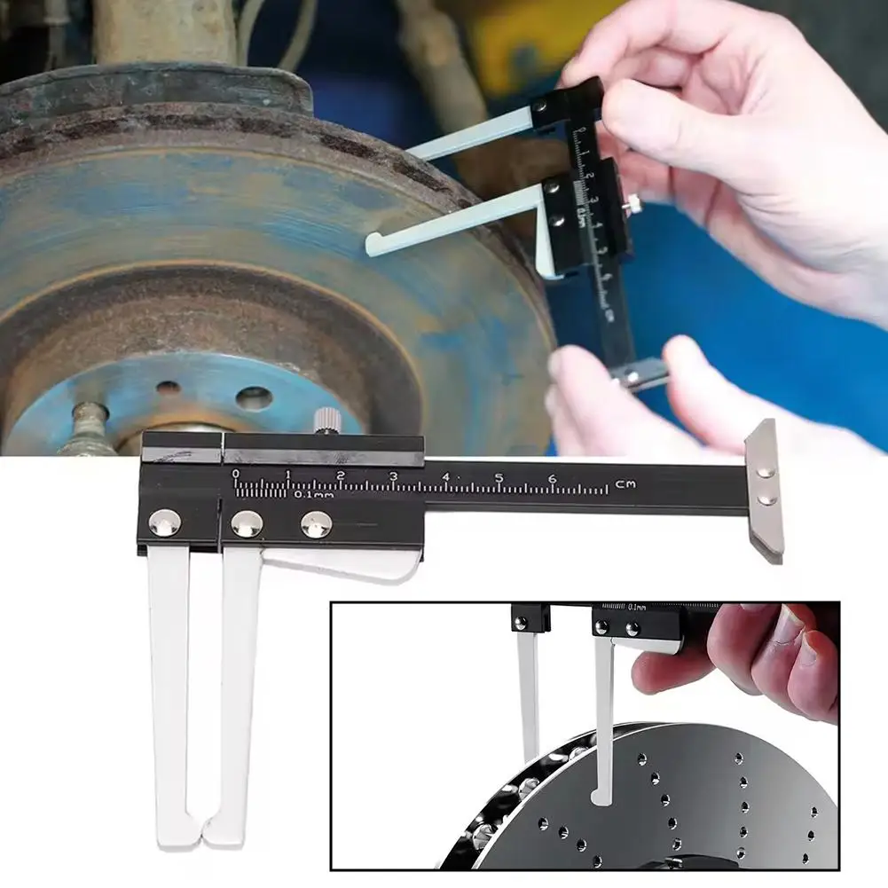 

Суппорт для измерения толщины тормозного диска, диапазон 0–60 мм, антикоррозийная прозрачная шкала, компактный инструмент для ремонта автомобилей для измерения тормозного диска