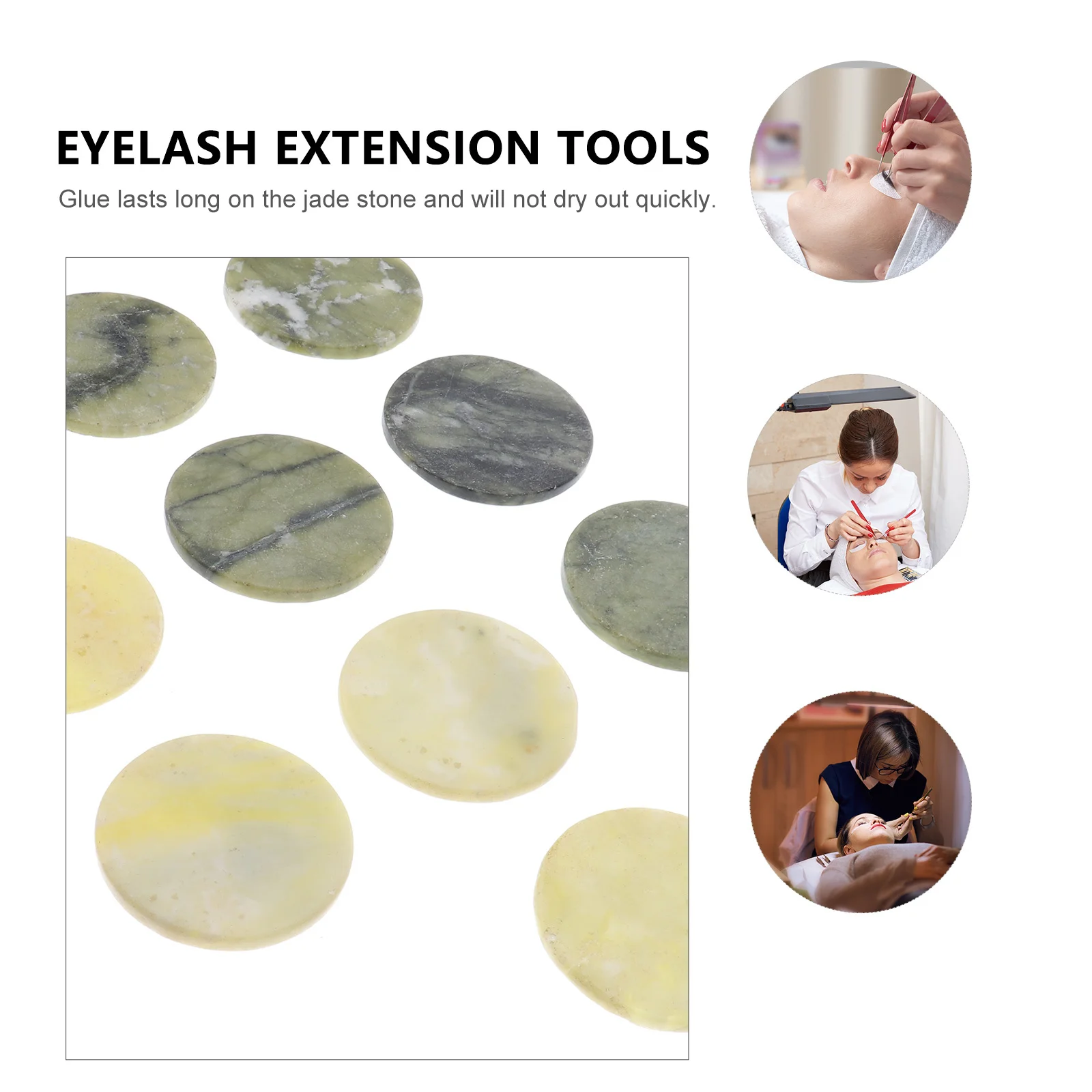 

10Pcs Eyelash Extension Tools Jade Stone Pallet Smooth Surface Non Drying Adhesive Holder Eyelash Extension Tools
