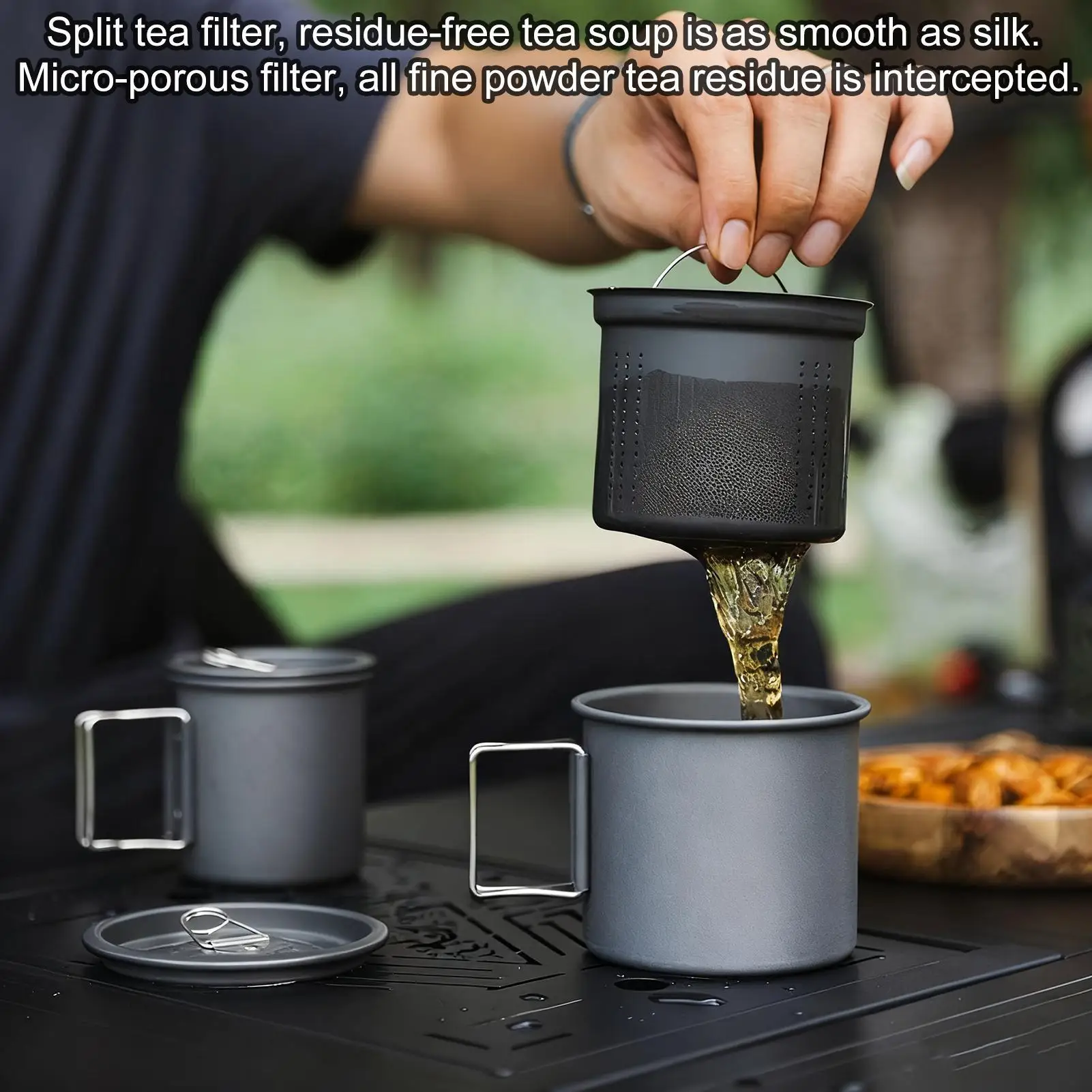 Camping Mugs 3 Pieces Stackable Portable Sports Supplies Camping Coffee Pot For Outdoor Hiking Survival Adventure Fishing