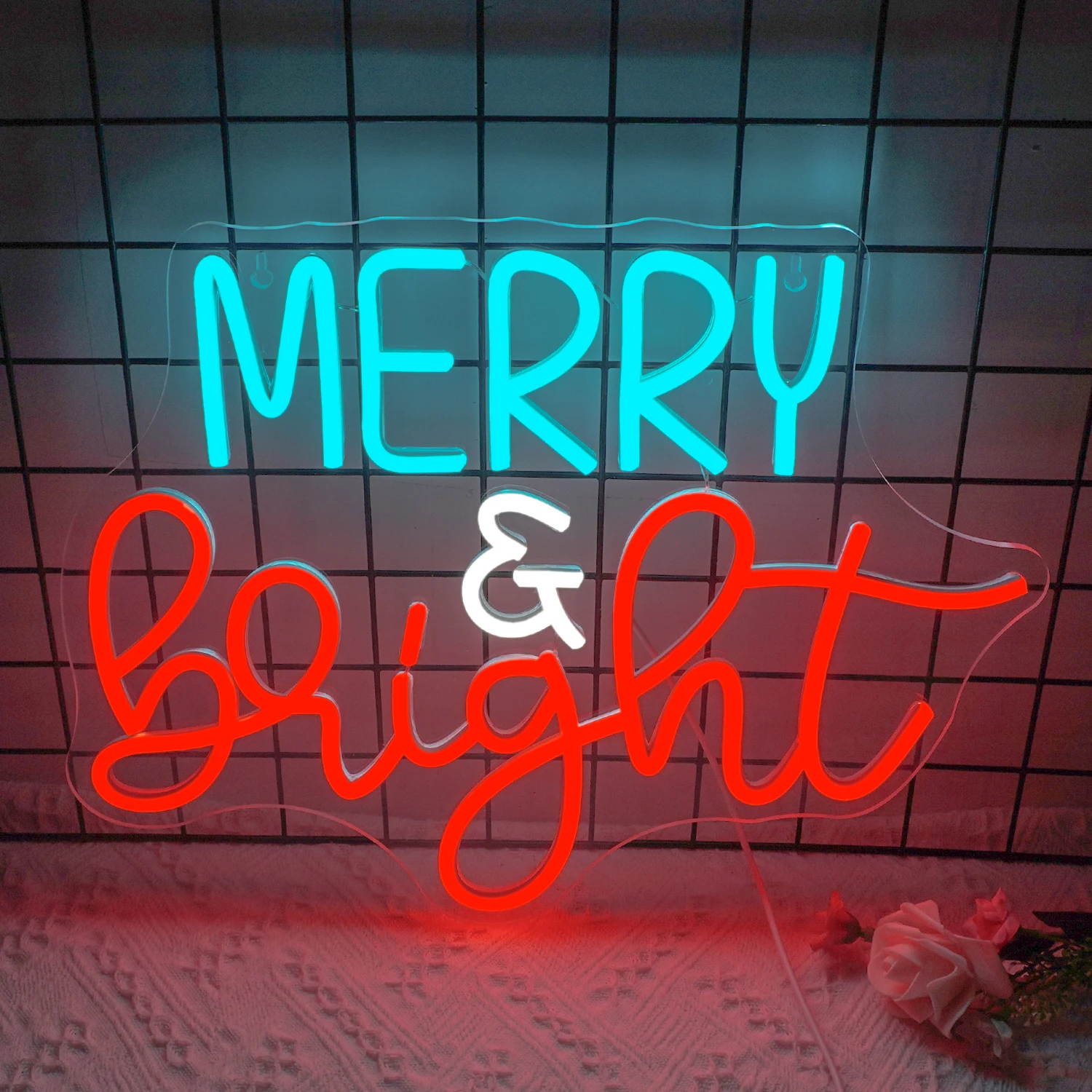 Merry Bright Neon Sign Led Lights Letter Christmas Wall Decor For Room Decoration Bedroom Bar Party Shop Dimmable Xmas Lamp USB