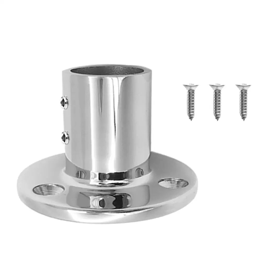 1 Set 25mm /1″ 90 Degree Round Stanchion Base 316 Stainless Steel Boat Hand Rail Fitting for Sailboat & Powerboat Railing Etc