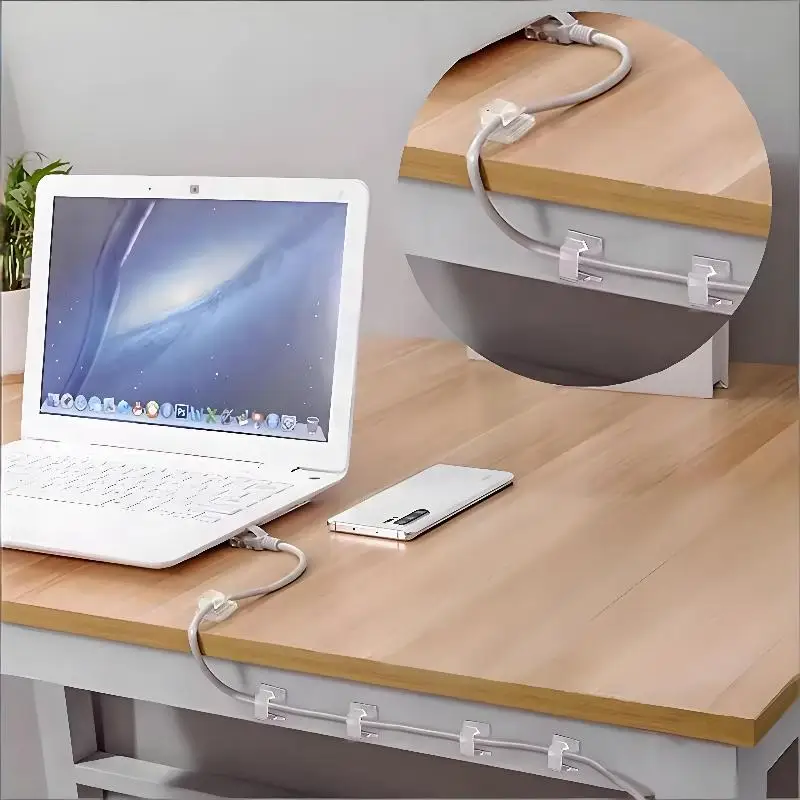 New Cable Organizer Clips Holder Protector USB Cable Management Adhesive Hooks Desk Clamp For Home Office