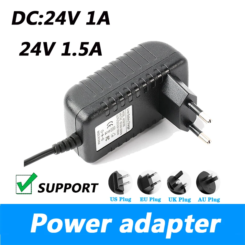Fan Power Adapter DC 24V 1A 24V 1.5A Charger EU Plug US Plug DC L-type Orifice 3.5*1.35MM Power Supply Lighting Transformer