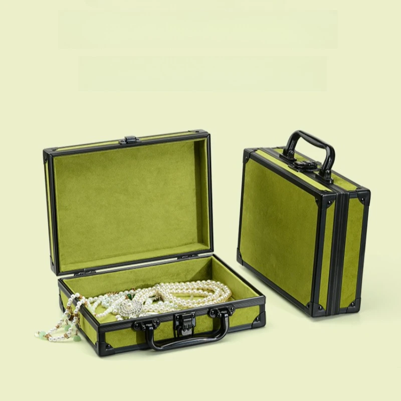 Aluminium Jewelry Box with Lock Luxury Square Storage Boxse Velvet Necklace Bracelet Jewellery Case Large Capacity Organizer Box
