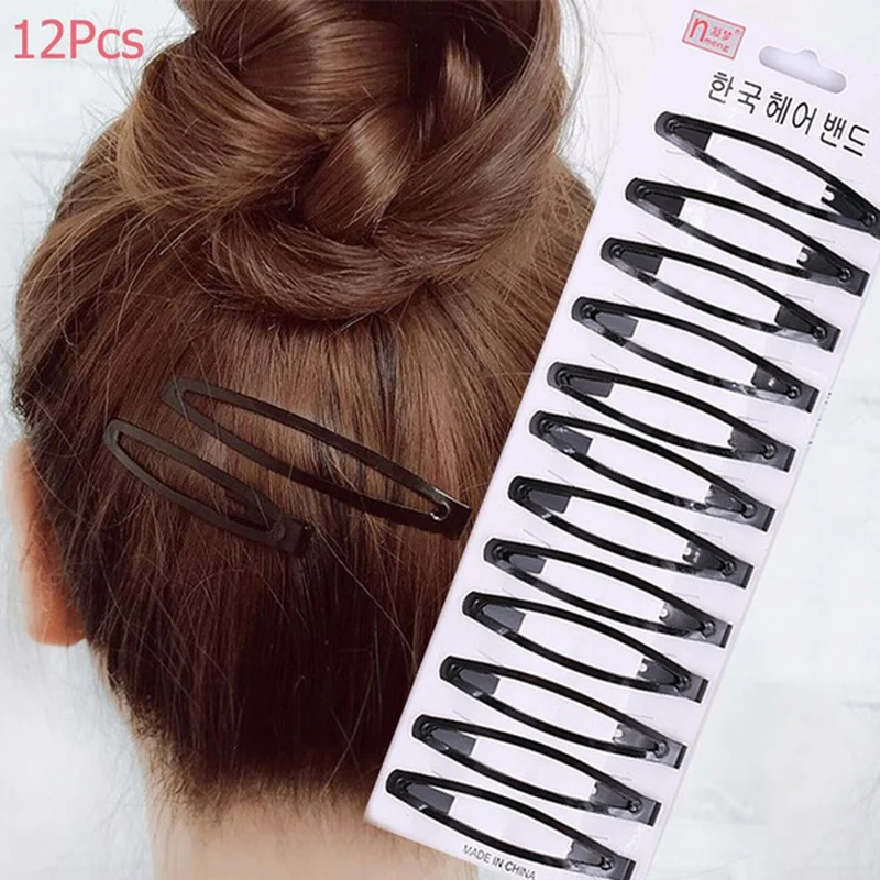 12pcs Black Geometric Hair Clip BB Hairpins Barrettes Styling Tools Women Girls Hairgrips Hair Accessories Headwear Headdress