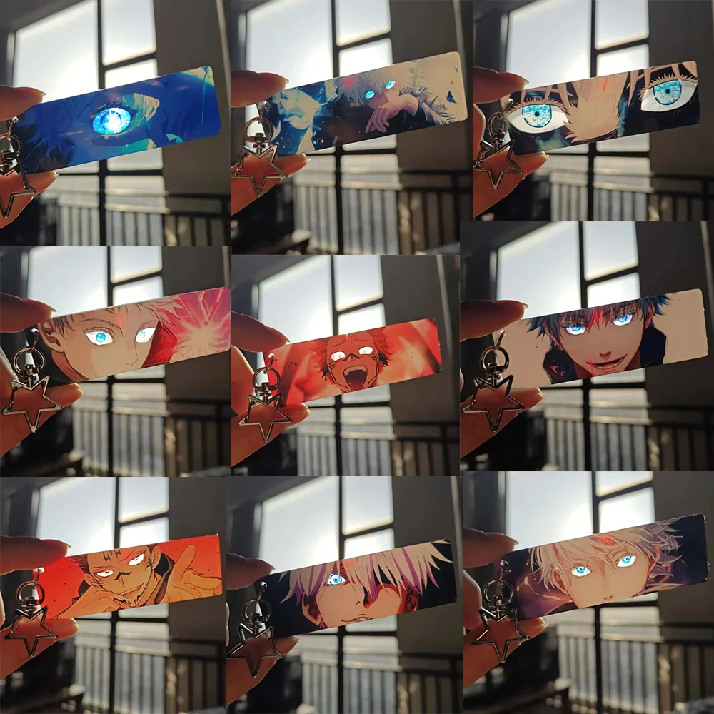 Anime JJK Lenticular Keychain Satoru Gojo Yuji Itadori Sukuna Shifting Eyes Flip Keyring Bag Pendant Fans Collectible Gift