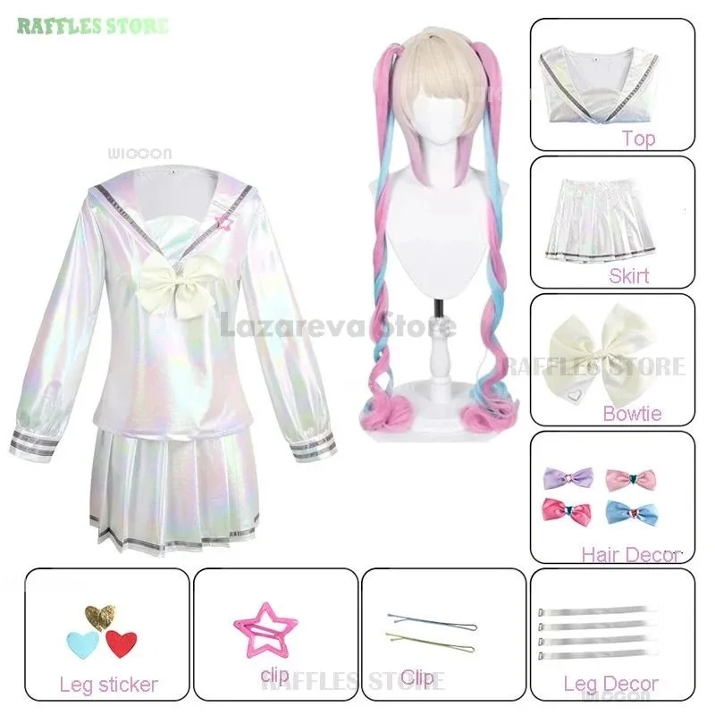 ss23NEEDY فتاة جرعة زائدة كانجيل تأثيري حلي لوليتا أحذية تنورة موحدة شعر مستعار Hallowmas COS الليزر اللون التنانير الشريط