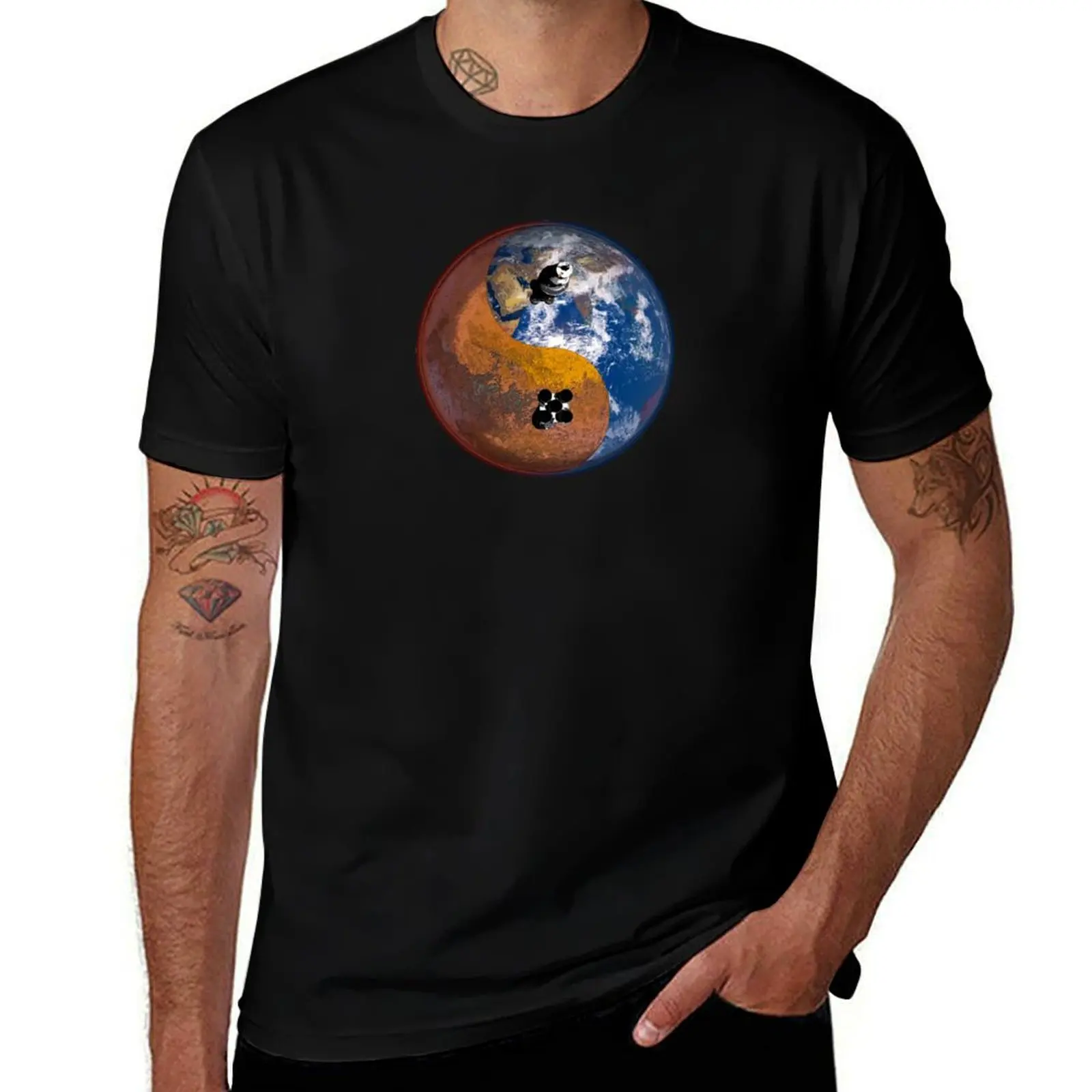 

Go To Mars Yin Yang T-Shirt blacks vintage graphic tee summer clothes funny t shirts for men