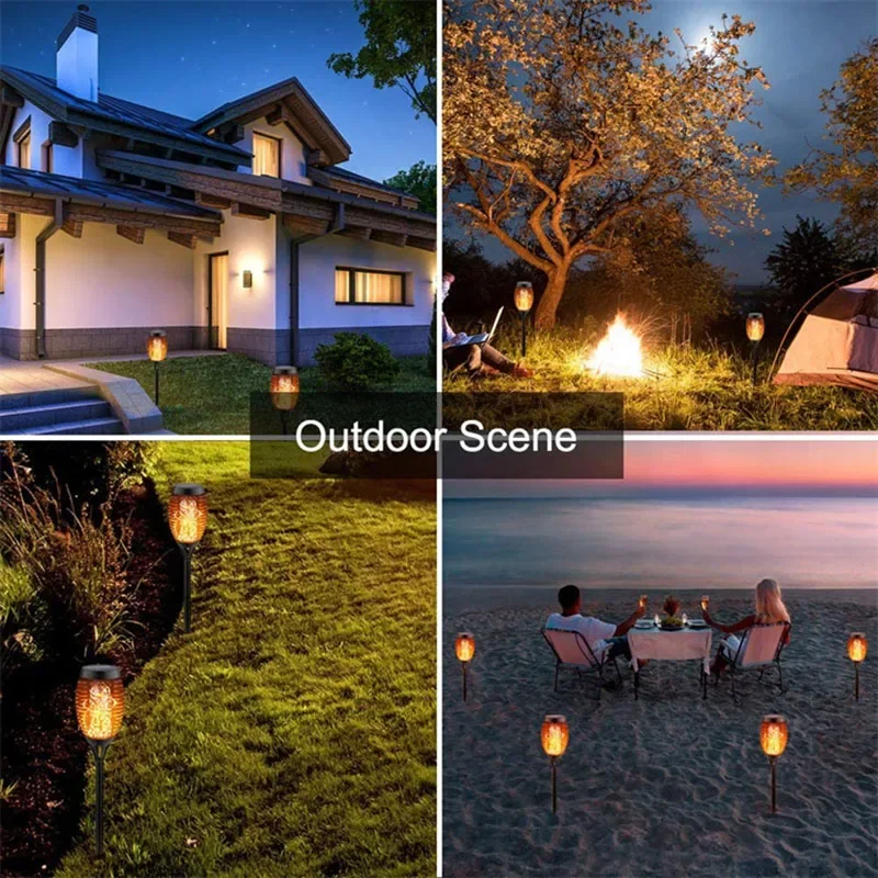 Solar Flame Torch Lights Flickering Light Waterproof Garden Decoration Outdoor Lawn Path Yard Patio Floor Lamps