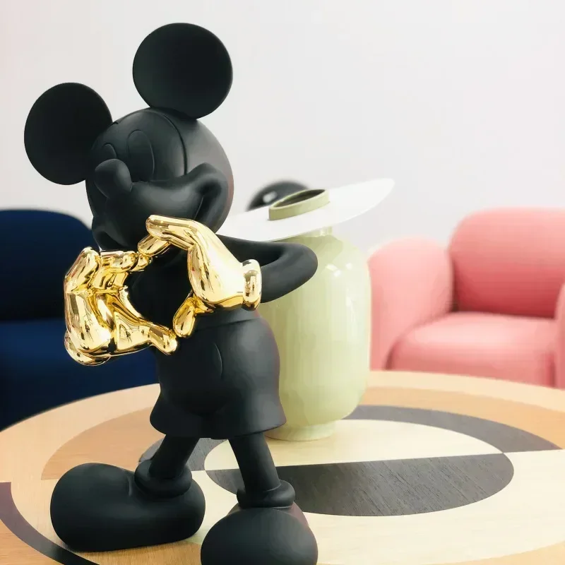 Kawaii Disney Mickey Mousefigure Mickey Welcome Guests Children Toy Resin Model Love Sitting Home Furnishing Halloween Xmas Gif