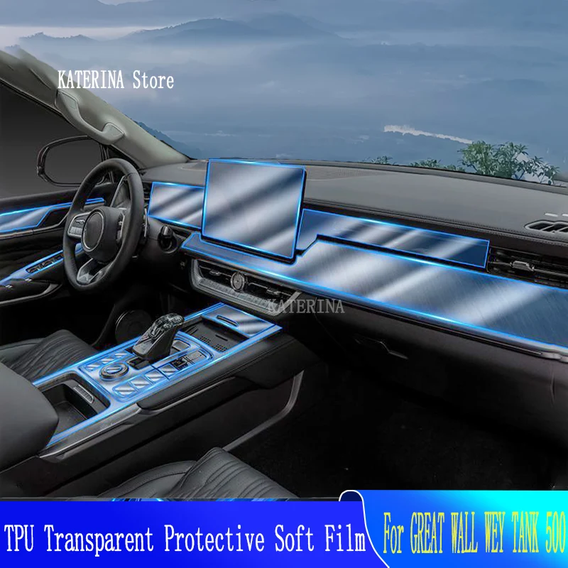 For GREAT WALL WEY TANK 500 Anti-scratch Car Interior Center Console Navigation Transparent TPU Protective Film