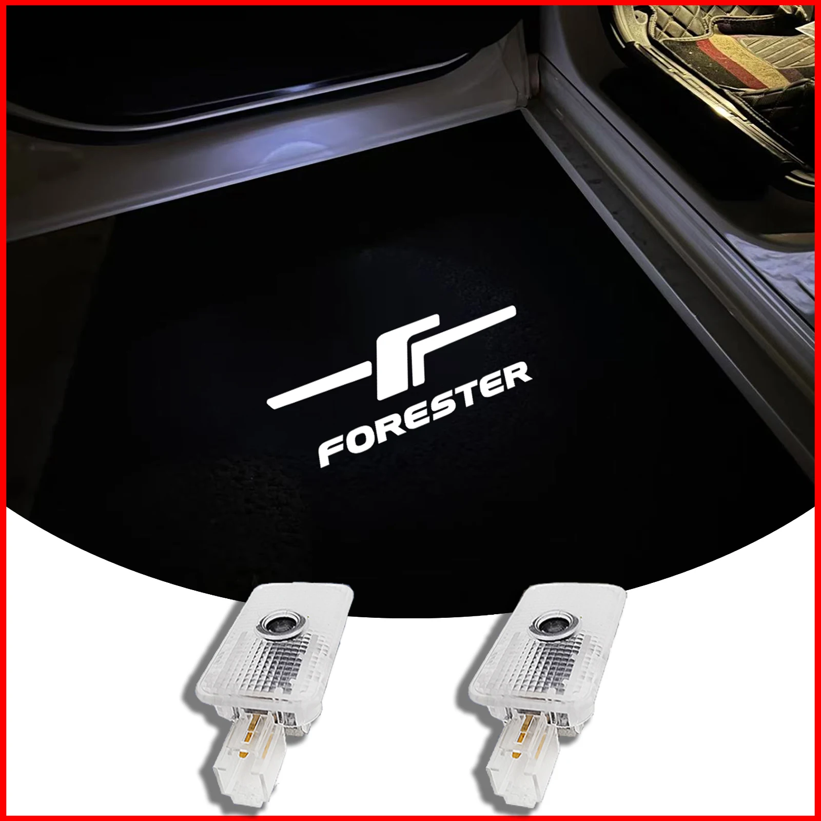 2Pcs Non‑Fading Ghost Shadow LED Car Door Logo Projector, Courtesy Welcome Puddle Lamp, Car Accessories for Forester