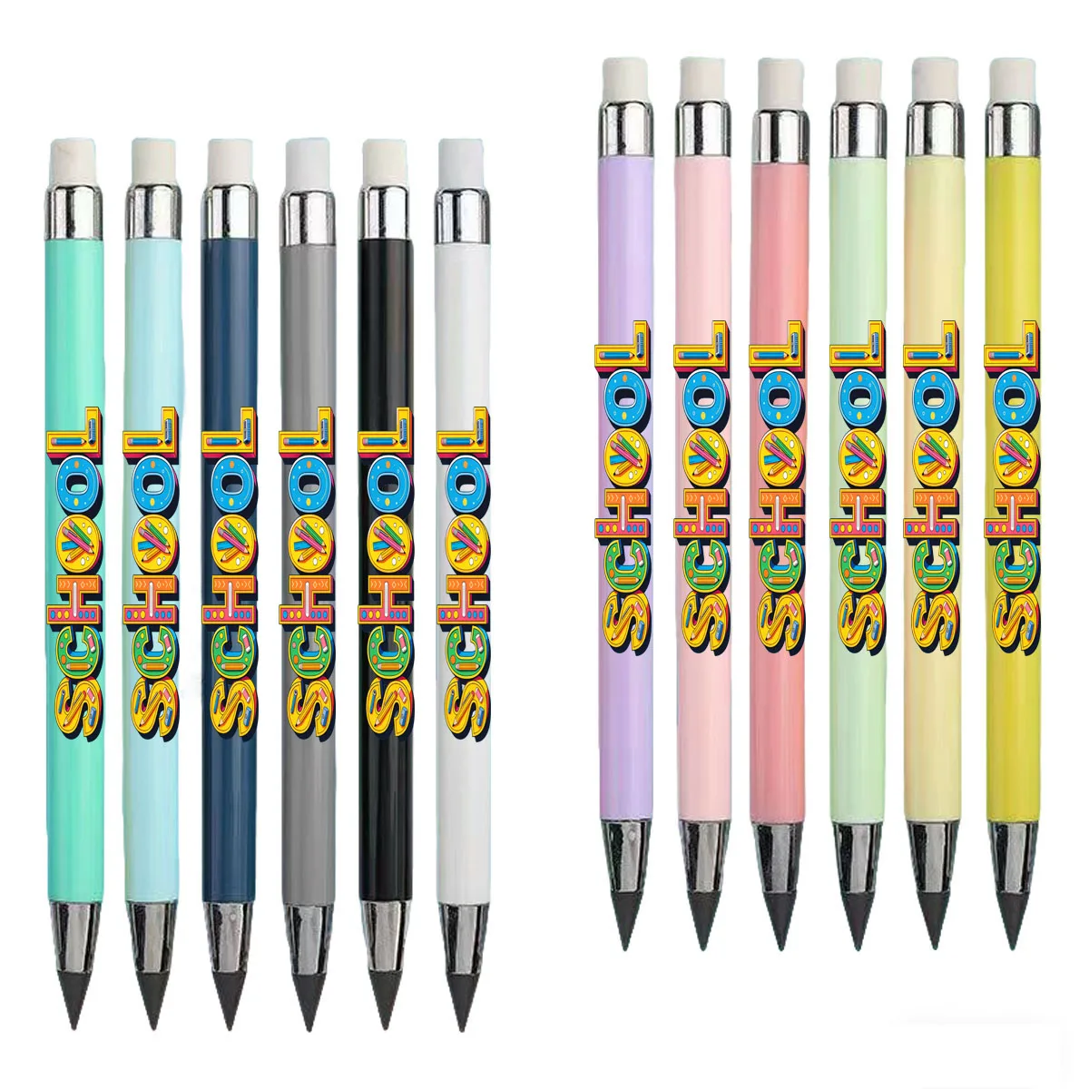 

12pcs school text combination pattern eternal pencil is not easy to break pencil student sketch pencil