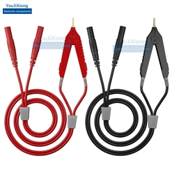 2PCS LCR Lead Bottom Resistor 4 Wire 4mm Safety Banana Stopper Kelvin Clip Plated Probe