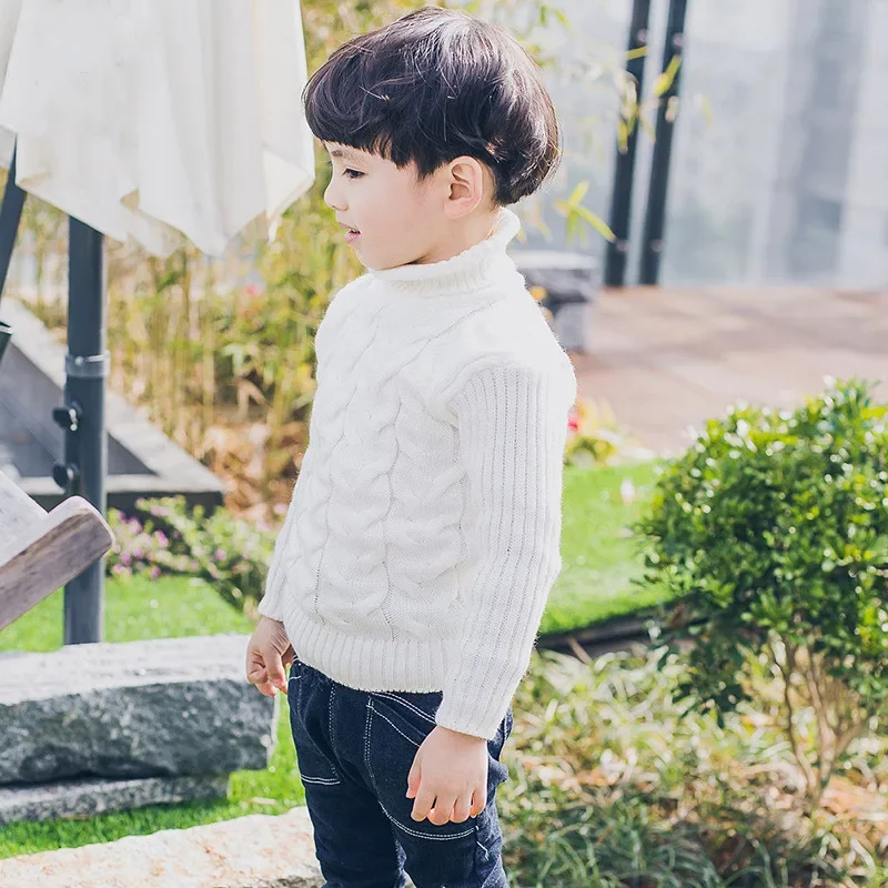 2024 Boy Girl Fashion Twisted Sweater Toddler Girls Thick Knitwear Child Kids Bottoming O-Neck Sweater Pullovers Winter Sweater